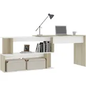 vidaXL Eckschreibtisch Spanplatte 200 x 76 x 50 Eichenoptik Weiß