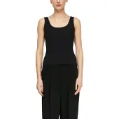 Comma Ripptanktop , Damen, Gr. 36, schwarz, Rippware, Obermaterial: 95% Baumwolle, 5% Elasthan, unifarben, körpernah hüftbedeckend, Rundhals, Tops Ripptanktop, mit Stretch