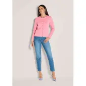 MADELEINE Basic Strickjacke mit Halbarmpullover in himbeersorbet / melange | Gr.: 48