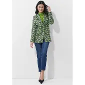 Alba Moda Jackenblazer "Blazer Blazer", Damen, Gr. 34, grün (grün, marine), Obermaterial: 95% Polyester PES. 5% Elasthan EL., Modern, figurbetont, Blazer Jackenblazer