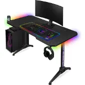 Connect IT Spieltisch NEO RGB schwarz 120x60x75 cm, wasserdicht, Kabelmanagement, Becherhalter, Kopfhörerhaken