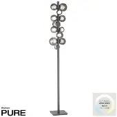 Pure LED-Stehlampe Popup, grau Aluminium/Glas Dimmer 12-flg.