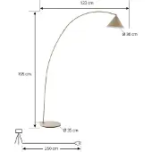 LINDBY Bogenlampe Triangolo, beige, Höhe 195 cm, Metall, E27
