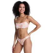 Roxy Bandeau-Bikini-Top "Hibiscus Hype RV Bandeau", Damen, Gr. L, bunt (daiquiri grün hibscus hype), Obermaterial: 85% Polyester, 15% Elasthan., Bikini-Oberteile Bandeau-Bikini-Top