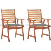 Syfax Garten-Essstühle 2 Stk. mit Kissen Massivholz Akazie
