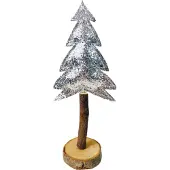 Inspiruj Silberner Stoff-Weihnachtsbaum auf einem 24 cm langen Stamm montiert