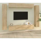 The Living Store 8-tlg. TV-Schrank-Set Sonoma-Eiche Holzwerkstoff