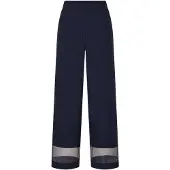 Goldner Stoffhose "Weite Hose VERA mit Mesh-Details" transparenter Beinabschluss