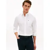 Tommy Hilfiger Langarmhemd "LIGHT OXFORD SOLID Slim Fit", Herren, Gr. L (52), N-Gr, weiß, Web, Obermaterial: 97% Baumwolle, 3% Elasthan, slim fit normal, 1-Knopf-Manschette, Hemden Langarmhemd