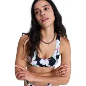 Roxy Bandeau-Bikini-Top "Printed Essentials Athletic Bra", Damen, Gr. XL, bunt (anthrazit spring charming), Obermaterial: 85% Polyester, 15% Elasthan., Bikini-Oberteile Bandeau-Bikini-Top