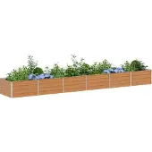 Syfax Hochbeet Hellbraun 480 x 80 x 45 cm Verzinkter Stahl