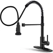Unyqoos Einhebel-Spültischarmatur (bleifrei) – massives Messing, ausziehbare 2‑Funktions‑Sprühbrause, gebürstetes Nickel / Schwarz, inkl. 3/8" Anschlüsse, 9,05" Ausladung