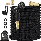 OEM Flexibler Gartenschlauch 10 Sprühestufen Messing Adapter 75m schwarz
