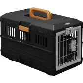Markenlos Transportbox für Haustiere - Klappbar mit Türen, starke Handgriffe, Sicherheitsverriegelung - B55 x D31,5 x H36,4 cm - Schwarz