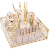 OEM Drehbarer Make-up-Organizer Glas Gold 360°
