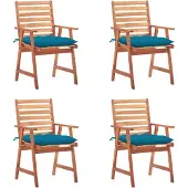 Syfax Garten-Essstühle 4 Stk. mit Kissen Massivholz Akazie