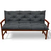 Beautissu Flair BR Bankauflage, 150x50x10cm, Anthrazit, Gartenbank Kissen