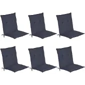 Beautissu Loft NL Niedriglehner Auflage, 100x50x6cm, Dunkelblau, 6er Set
