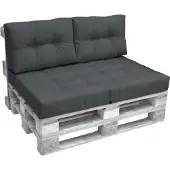 Beautissu ECO Elements, 60x20x40cm, Anthrazit, 2er Set, Gartenkissen, Outdoor