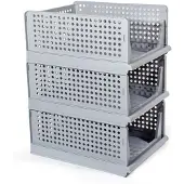 OEM Garderobekastorganizer 3-pack, kluisjes, kledingkasten organisatiesysteem, opvouwbare grijs organisatieset