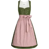 Nübler Dirndl NÜBLER "Dirndl midi Thea", Damen, Gr. 36, EURO, grün (oliv), Obermaterial: 100% Baumwolle CO., Kleider Dirndl