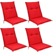 Beautissu Base NL Niedriglehner Auflage, 100x50x6cm, Rot, 4er Set, Outdoor
