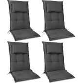 Beautissu HighLux HL, 120x50x7cm, Anthrazit, 4er Set, Gartenstuhlauflage