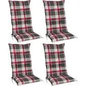Beautissu Sunny RK, 120x50x6cm, Bordeaux kariert, 4er Set, Gartenstuhlauflage