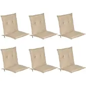 Beautissu Loft NL Niedriglehner Auflage, 100x50x6cm, Natur, 6er Set, Outdoor