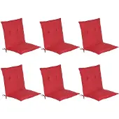 Beautissu Loft NL Niedriglehner Auflage, 100x50x6cm, Rot, 6er Set, Outdoor