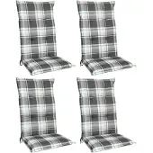 Beautissu Sunny MK, 120x50x6cm, Mintgrün kariert, 4er Set, Gartenstuhlauflage