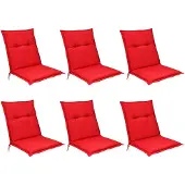 Beautissu Base NL Niedriglehner Auflage, 100x50x6cm, Rot, 6er Set, Outdoor