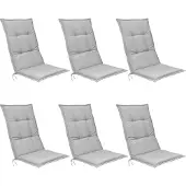 Beautissu Base HL, 120x50x6cm, Hellgrau, 6er Set, Gartenstuhlauflage, Outdoor