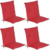 Beautissu Loft NL Niedriglehner Auflage, 100x50x6cm, Rot, 4er Set, Outdoor