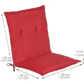 Beautissu Loft NL Niedriglehner Auflage, 100x50x6cm, Rot, Outdoor, UV-beständig