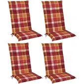 Beautissu Sunny RO, 120x50x6cm, Rot kariert, 4er Set, Gartenstuhlauflage