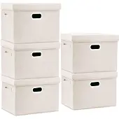 OEM Aufbewahrungsbox mit Deckel, faltbar, 5er Set, 44x30x29 cm, Beige