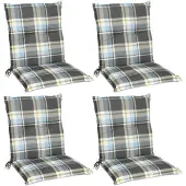 Beautissu Sunny BK Niedriglehner Auflage, 100x50x6cm, Blau kariert, 4er Set