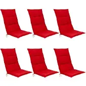 Beautissu Base HL, 120x50x6cm, Rot, 6er Set, Gartenstuhlauflage, Outdoor