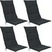 Beautissu Base HL, 120x50x6cm, Anthrazit, 4er Set, Gartenstuhlauflage, Outdoor