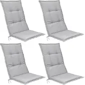 Beautissu Base HL, 120x50x6cm, Hellgrau, 4er Set, Gartenstuhlauflage, Outdoor