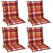 Beautissu Sunny RO Niedriglehner Auflage, 100x50x6cm, Rot kariert, 4er Set