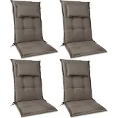 Beautissu HighLux HL, 120x50x7cm, Taupe, 4er Set, Gartenstuhlauflage, Outdoor