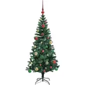 vidaXL Künstlicher vorbeleuchteter Weihnachtsbaum Grün 150 cm