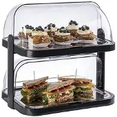 Aps DOPPELDECKER Buffet-Vitrine, Lebensmittelauslage inkl. 4 Kühlakkus, Maße (B x L x H): 44 x 32 x 44 cm, schwarz