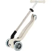 Globber GO-UP ACTIVE LIGHTS ECO – 3 in 1 Dreirad, Laufrad und Scooter, 120/80 mm, 3-rädrig, höhenverstellbar, kokos weiß