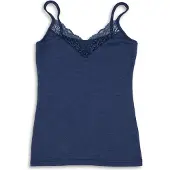 Engel - Women's Top mit Spitze - Seidenunterwäsche Gr 42/44 blau