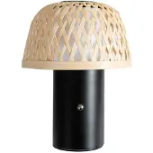 LINDBY LED-Akku-Tischleuchte Nifelia, Bambus, CCT, dimmbar