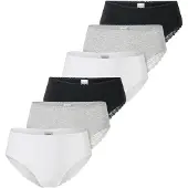 Schiesser Slip "Slip 6er Pack", Damen, Gr. XL, bunt (schwarz, grau, weiß), Obermaterial: 95% Baumwolle CO. 5% Elasthan EL., Unterhosen Slip