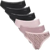 Sloggi Slip "Slip GO Crush High leg C6P 6er Pack", Damen, Gr. XS, bunt (schwarz, rosa), Obermaterial: 95% Baumwolle CO. 5% Elasthan EL., Unterhosen Slip